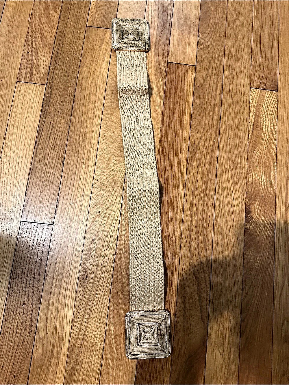 Woven Double Buckle Belt in Beige